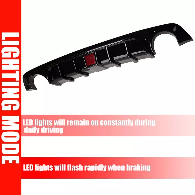 WenQi Rear Lower Diffuser Lip W/Light LED For Infiniti Q50