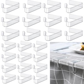 SHBAOCH 24 Pieces Plastic Table Cloth Clips for Outside Table,Transparent Large Windproof Tablecloth Clips for Christmas Home Wedding Party Indoor Outdoor Camping(2 Sizes)