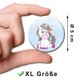 Fridge Magnets Unicorn Blue Set of 6 Decorative Gift Set Magnets Animals Funny for Children Girls Women Strong Large 50 mm Round Colourful