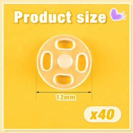 40 Pairs Plastic Press Stud Fastener Buttons Transparent Buttons Invisible Sewing Press Studs Plastic Clear Buttons for DIY Handwek Sewing Clothes (12 mm / 0.47 Inches)
