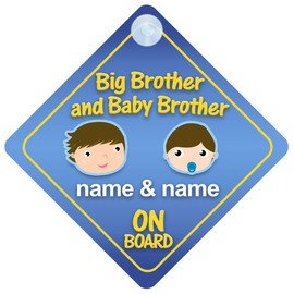 Big Brother And Baby Brother On Board Car Sign New Baby / Child Gift / Present