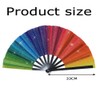 Rainbow Glitter Hand Fan,Large Holographic Foldable Rave Fan with Fabric