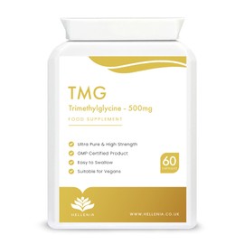 TMG Supplement 500mg per Capsule | Pure, High Strength Trimethylglycine (TMG) Supplement | 60 Capsules | Non-GMO | Made in The UK by Hellenia