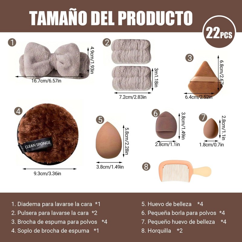 21 Set de Herramientas de Maquillaje Profesional Esponja de Maquillaje