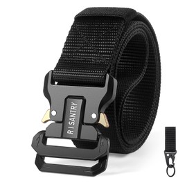 RISANTRY Men's Woven Nylon Tactical Belt Heavy Duty Black Work Belt Tactical Design Quick Release Buckle