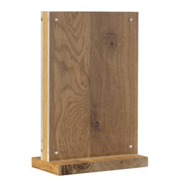EUROPEL Luxury A5 Table Stand, FSC Certified Oak Base and Back, Premium Crystal Clear Acrylic Panels with 8 Magnets Two Sided Display for Restaurants, Hotels