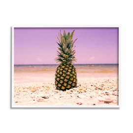 Stupell Industries Pink Purple Pineapple Beach, Design by World Group White Framed Wall Art, 11 x 14