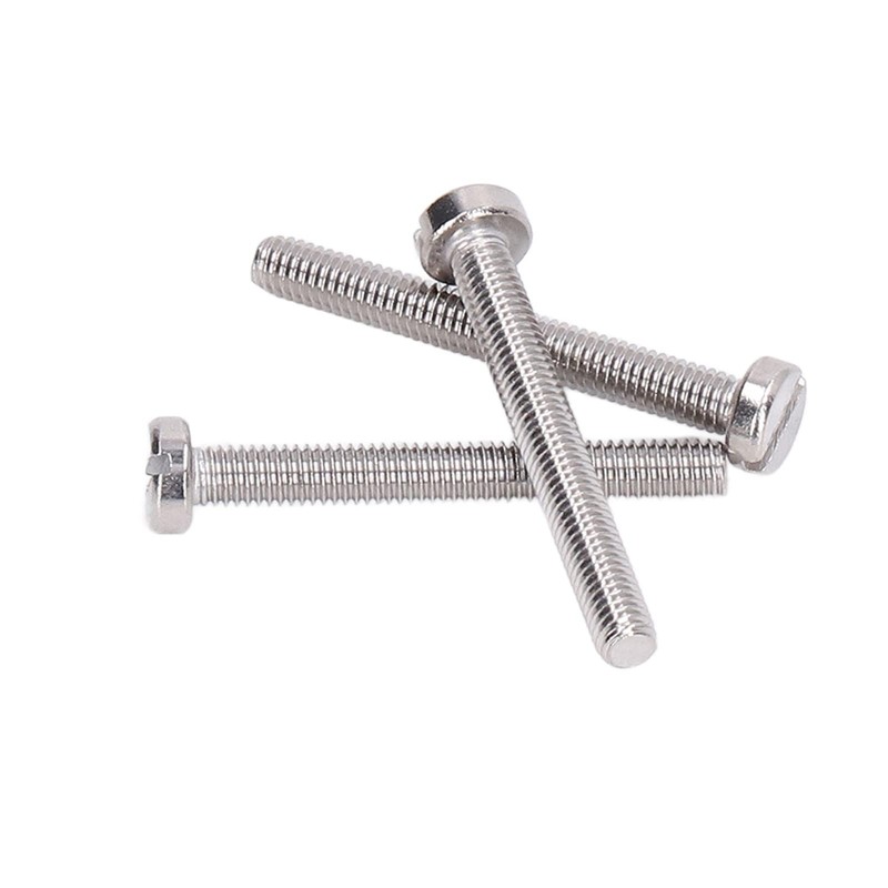 50Pcs Cheese Head Slot Screw A2-70 Stainless Steel, Flat Smooth
