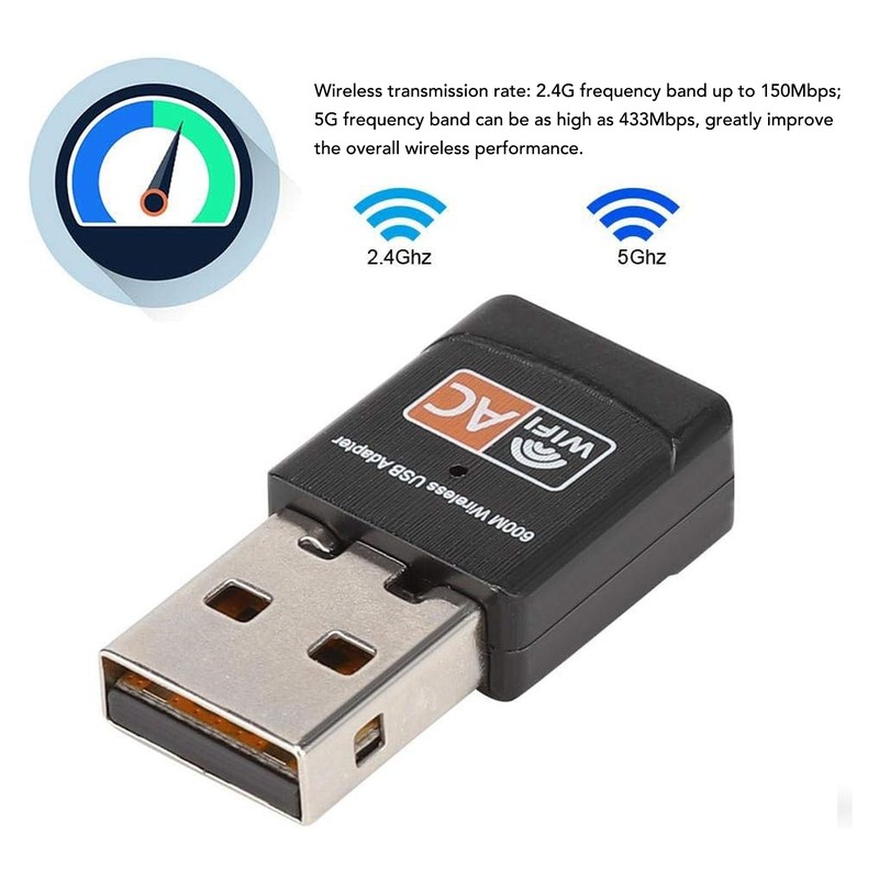 AC600 USB WiFi Adapter for PC Nano Support 802.11ac 2.4G