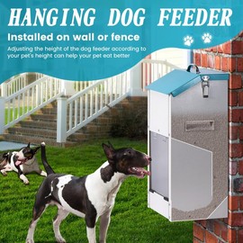 HHNIULI Galvanized Gravity Automatic Dog Feeder with A Stainless Steel Feed Shovel,15 Lbs Indoor and Outdoor Pet Feeder for Small and Medium Sized Dogs (15 lbs)