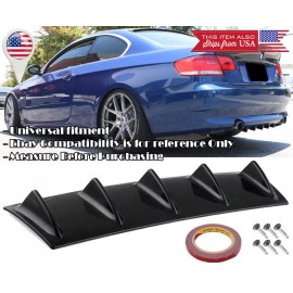 SDeelCase 23" x 6" ABS Gloss Black Rear Bumper Valance Diffuser 5 Fins For Nissan Infiniti