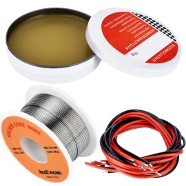 Accencyc Solder Core Wire and Rosin Paste Flux Kit 60-40 (0.8Mm 50G)