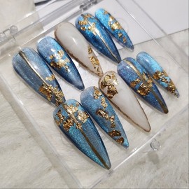 [Handmade nail tip] Atlantis - long stiletto / [수제네일팁] 아틀란티스 - 롱스틸레토