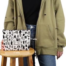 PYOUL Zombie Movie Inspired Gift, Negan Rick and Daryl Makeup Bag, Zombie Fan Cosmetic Bag, Zombie Movie Merch, beige