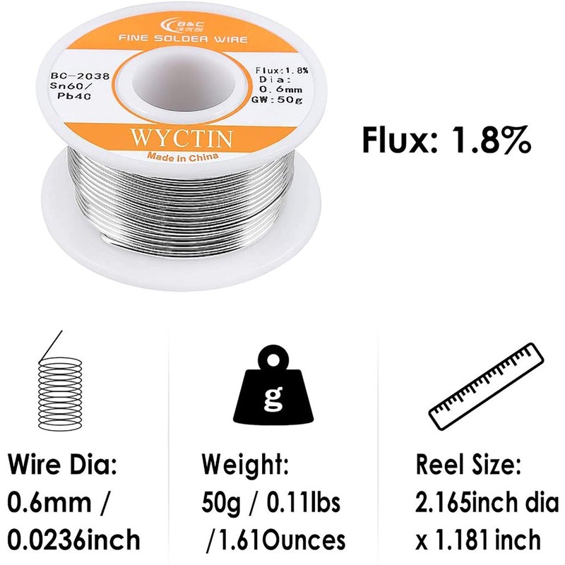 WYCTIN 60-40 Tin Lead Rosin Core Solder Wire for Electrical