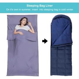 BREENHILL Sleeping Bag Liner, Camping Sheets & Travel Sheet, Hostels & Traveling Adult Sleep Sack for Backpacking, Hotels Lightweight Single & Double Camping Sleeping Bag Liners Purple