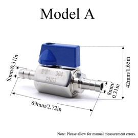 Barbed Ball Valve 8mm Stainless Steel Pagoda Joint Quick Connect Ball Valve Water Gas Fuel Fitting