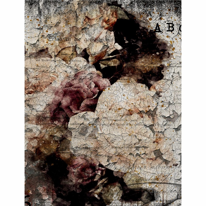 Distressed Bouquet Rice Paper 8" x 10.5" - 6 x