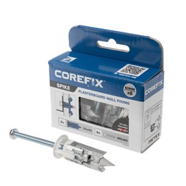 Corefix Spike Heavy Duty Plasterboard Fixings 8 Pack, DIY Kit with M5x60mm Screws. Easy to Install with NO Drill Required. Drywall Anchor, Wall Plug Alternative Suitable for All Plasterboard Types.