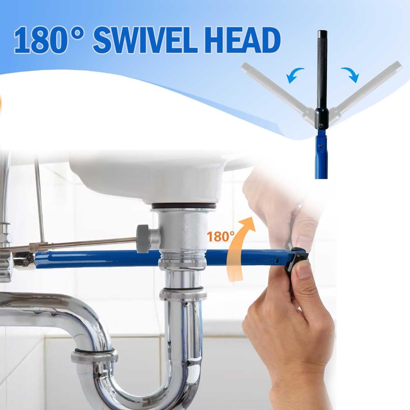 Adjustable Basin Wrench Set, 8-14mm Socket Sizes, Tap Installation Tool