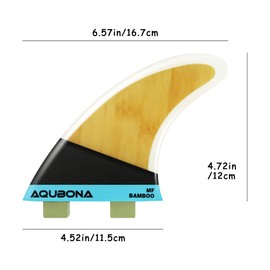 Surfboard Double Tab Fin Compatible, Set of 3, Medium Size, Carbon, Surfing Thruster, Surfing Fins/MF