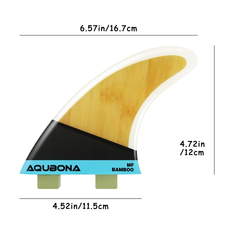 Surfboard Double Tab Fin Compatible, Set of 3, Medium Size,