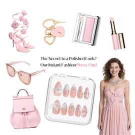 XGV Custom 3D Press on Nails Kit - Handmade Designs Arylic Fake Nails for Bridal Showers & Anniversaries