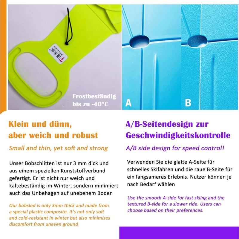 Foldable pop slider, lightweight and portable bob sledge for children