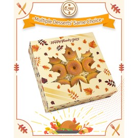 qiqee Thanksgiving Pie Boxes with Window 10x10x2.5 inch 30Packs Cookie Donut Bakery Box