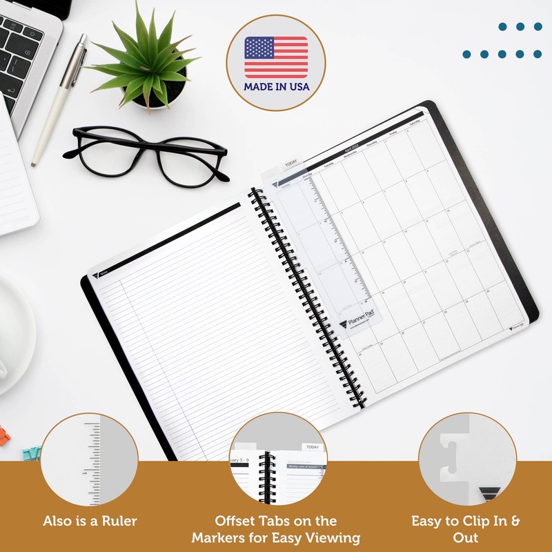 Planner Pad Spiral Bound Page Finder Combo Pack, Executive Size,