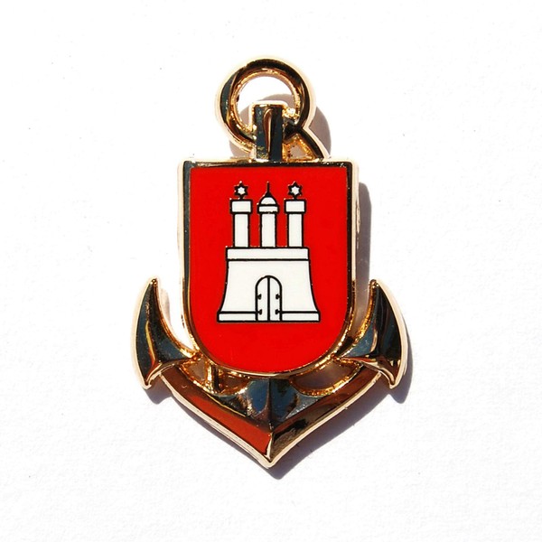 Pin Anchor with Hamburg Crest Gold-Coloured Metal Approx. 23 mm,