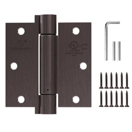 3 Pack Self Closing Door Hinges 3.5 inch Oil Rubbed Bronze Door Hinges Spring Loaded Auto Close Hinges Square Corners Adjustable Tension for Interior Door 3 1/2 Auto Self-Closing Hinge