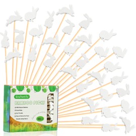 Easter Rabbit Cocktail Picks Fruit Dessert Sticks Sandwich Food Toothpicks Charcuterie Appetizer Skewers, 5 Inch, Handmade of Bamboo Wood, for Easter Decoration Party Supplies (Easter Bunny)