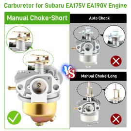 RUIXING OEM EA190V Carburetor for Subaru EA175V EA190V Yamaha MA175 MA190 2700PSI 3100PSI Pressure Washer, Manual Choke-Short