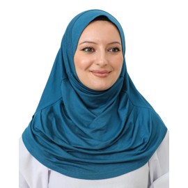 Prien Hiyab liso listo para usar para mujeres, turbantes instantáneos musulmanes, bufanda de jersey suave, ropa islámica, hiyabs largos, Abaya, turquesa, Estándar