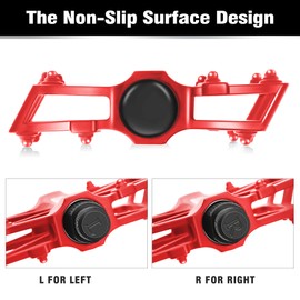 Bicycle Cycling Bike Pedals, New Aluminum Antiskid Mountain Bike Pedals Road Bike Hybrid Pedals for 9/16 inch With Free installation Tool (Red 2)