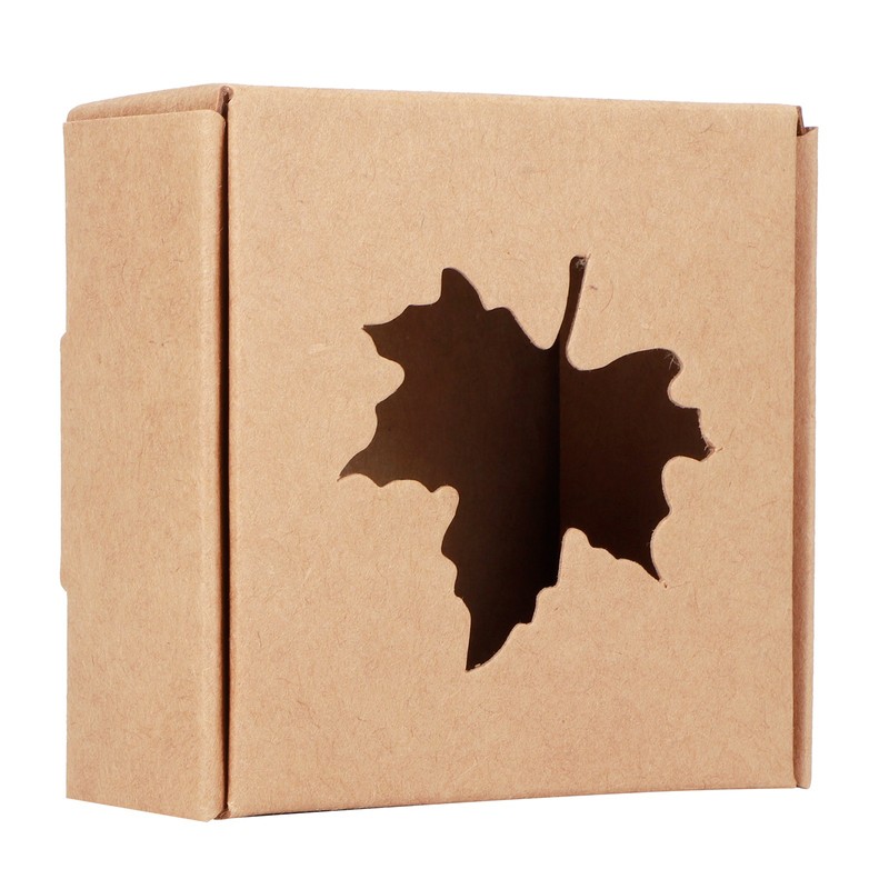 50Pcs Maple Leaf Pattern Kraft Paper Packing Box Small Gift