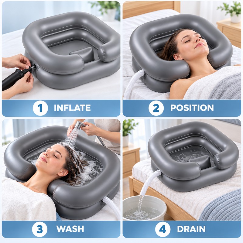 Inflatable Shampoo Basin for Hair Washing – Portable Foldable Wash