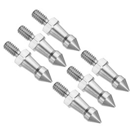 PATIKIL 1/4 Inch Thread Tripod Spike 6 Pack Camera Tripod Ground Spike Screw Stainless Steel Spike Mounting Adapter for Monopod Style 2 Silver