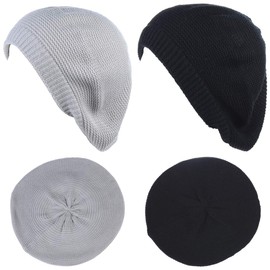 BYOS - Gorro de punto ligero y suave, estilo francés, 2-pack Lt.gris y negro, Talla única
