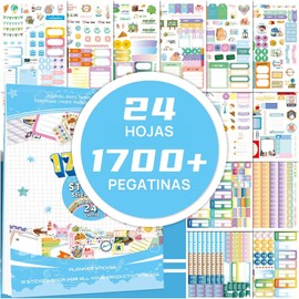 Pegatinas de agenda,24 hojas/1700+,lindas pegatinas para diaria, accesorios perfectos para planificar o decorar planificadores,álbumes de fotos,recortes,cuadernos,diarios y calendarios (Azul)