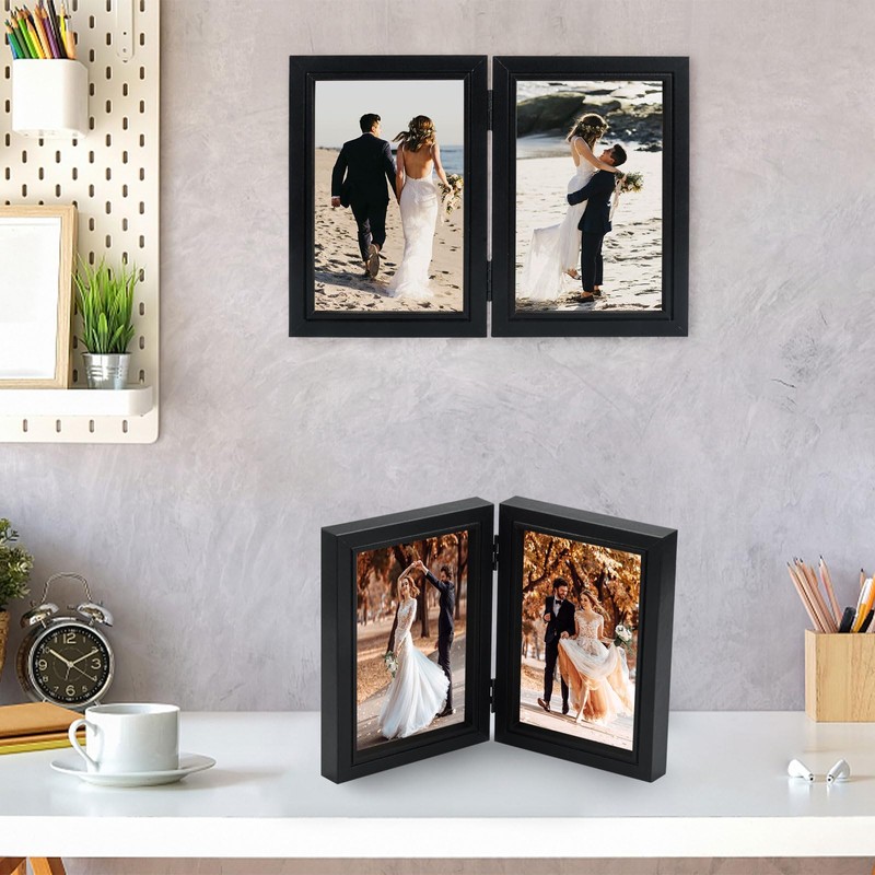 TESSTSY Double Picture Frame Foldable 2 Photos 10 x 15
