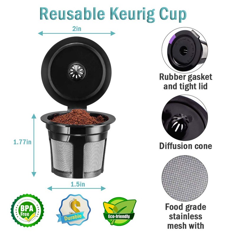 2 Reusable Keurg Cups & 300 Unbleached Keurg Coffee Pods