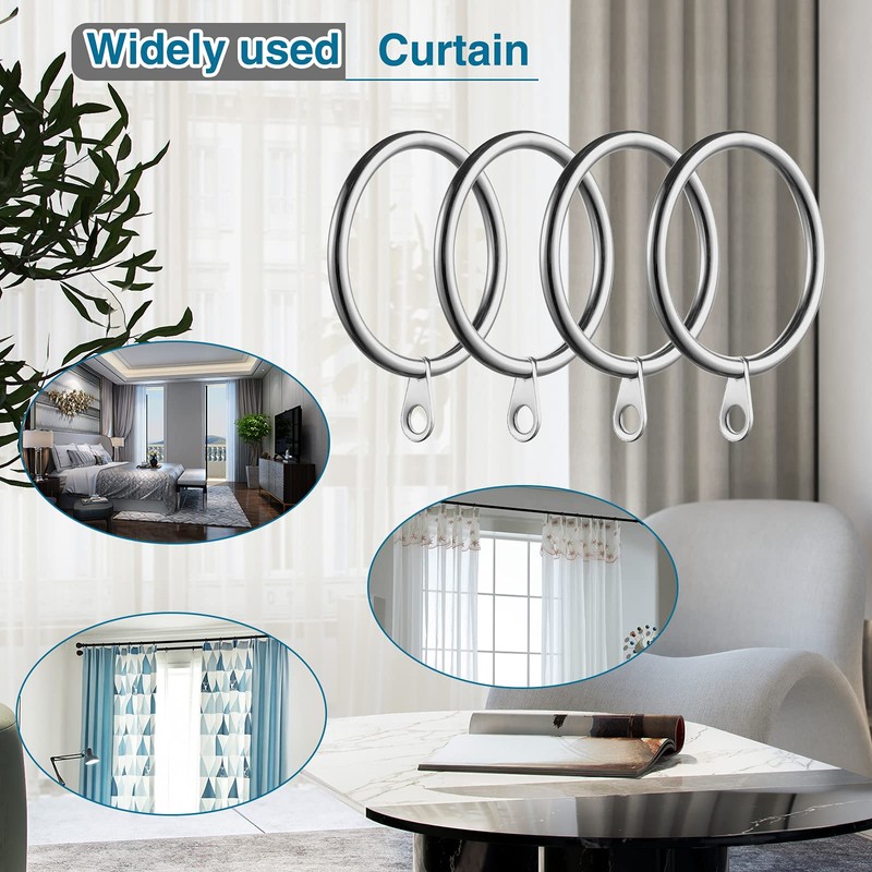 Fippy Pack of 60 Curtain Rings Metal for Hanging Curtains