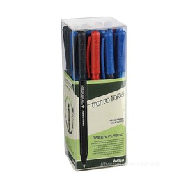 Tratto 1 Green Eco-Friendly Ballpoint Pen, Multi-Colour, Pack of 24