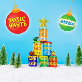TOXIC WASTE - Nuclear Fusion Hazardously Sour Candy - Raspberry-Lemon, Pineapple-Passionfruit, Grape-Strawberry, Banana-Blueberry, & Orange-Apple Flavors - 2 oz. Peg Bags - 12 Pack
