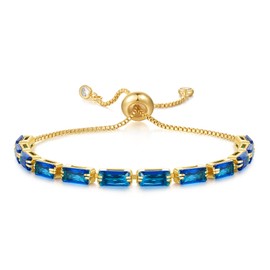 KissYan Tennis Bracelet for Women, 14K Gold Plated Cubic Zirconia Adjustable Slider Bracelets Trendy Jewelry Gift, Adjustable, Gold Plated Copper Cubic Zirconia, Cubic Zirconia