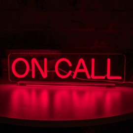 On Call Neon Sign, On a Call Sign for Office, On Call With Stand Tabletop Quiet LED Sign Light, Video Call In Progress Don't Disturb Sign Quiet Zoon Desk Sign, For Office, Game Room, Live House