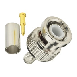 CTWHA 10PCS BNC Male Crimp Connector Video Header Solderless Cold Crimp 3 Piece Header for Coaxial Cable RG58 RG142 LMR195 Antenna Radio Scanner Wireless Sensors Cable Testers