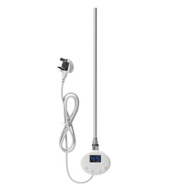ELEGANT 800W Smart Thermostatic Towel Rail Electric Heating Element with Plug, Timer LCD Display, Child Lock Function Heating Rod for Bathroom Heated Towel Rails and Radiators White